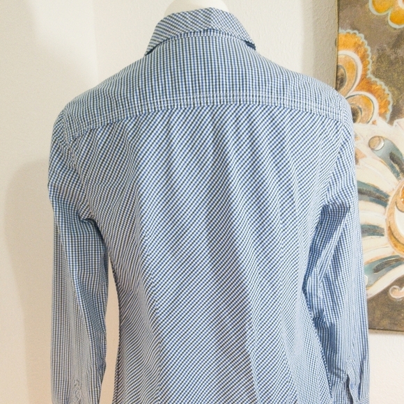 Eddie Bauer Women Button Down Shirt Sz M Blue/Gree - Picture 7 of 8